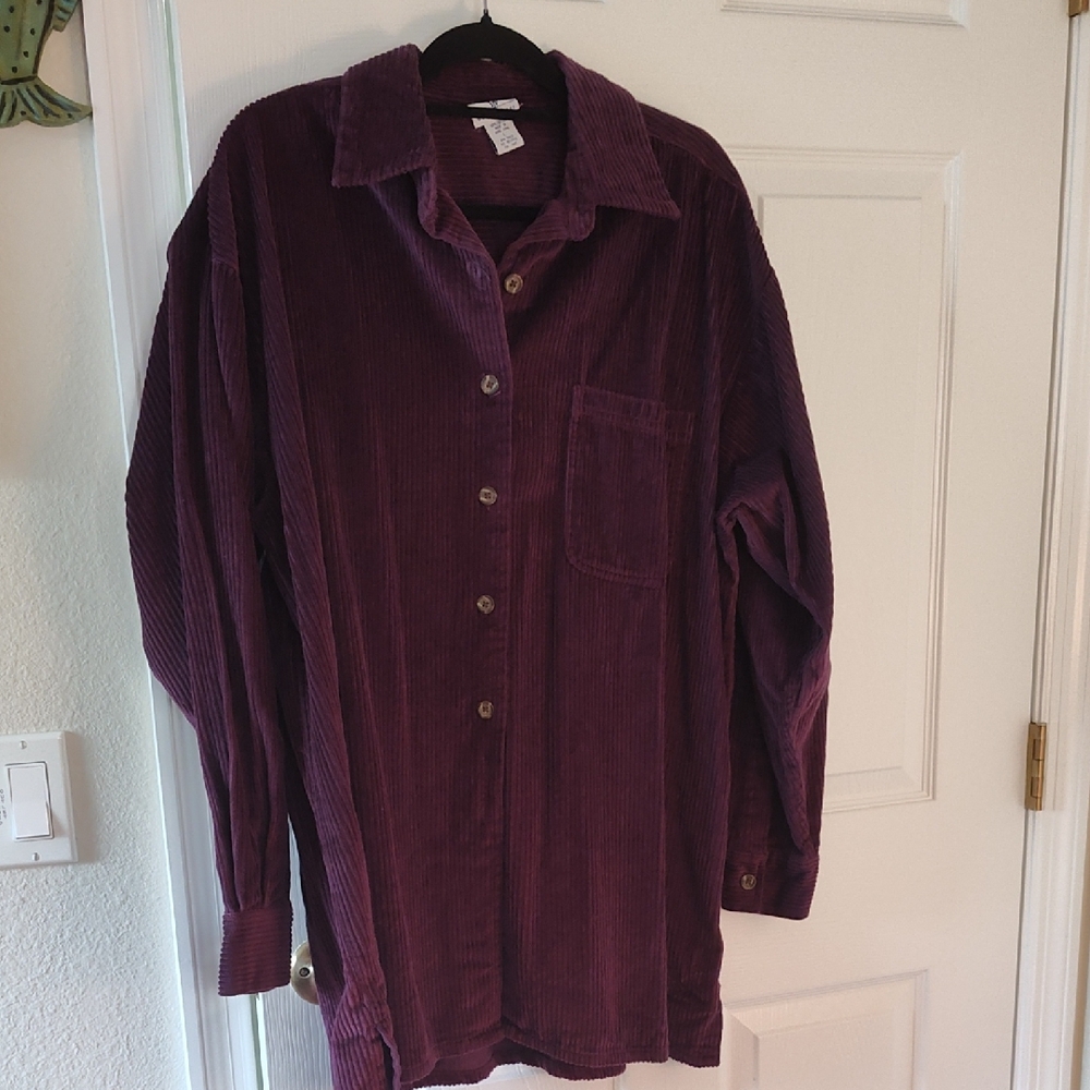 Rich Purple Corduroy Shirt Jacket